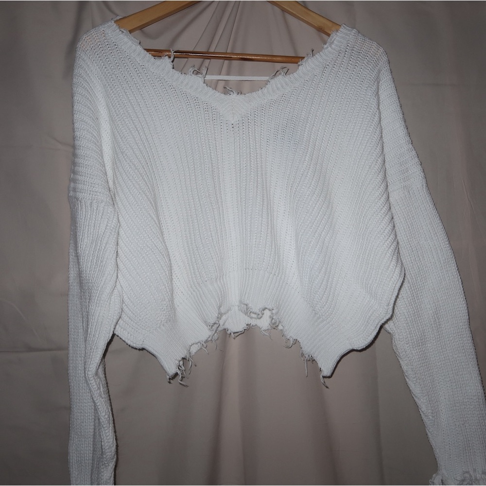 White off the shoulder sweater